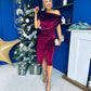 Ariana Asymmetric Midi Dress Velvet Wine