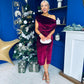 Ariana Asymmetric Midi Dress Velvet Wine