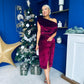 Ariana Asymmetric Midi Dress Velvet Wine