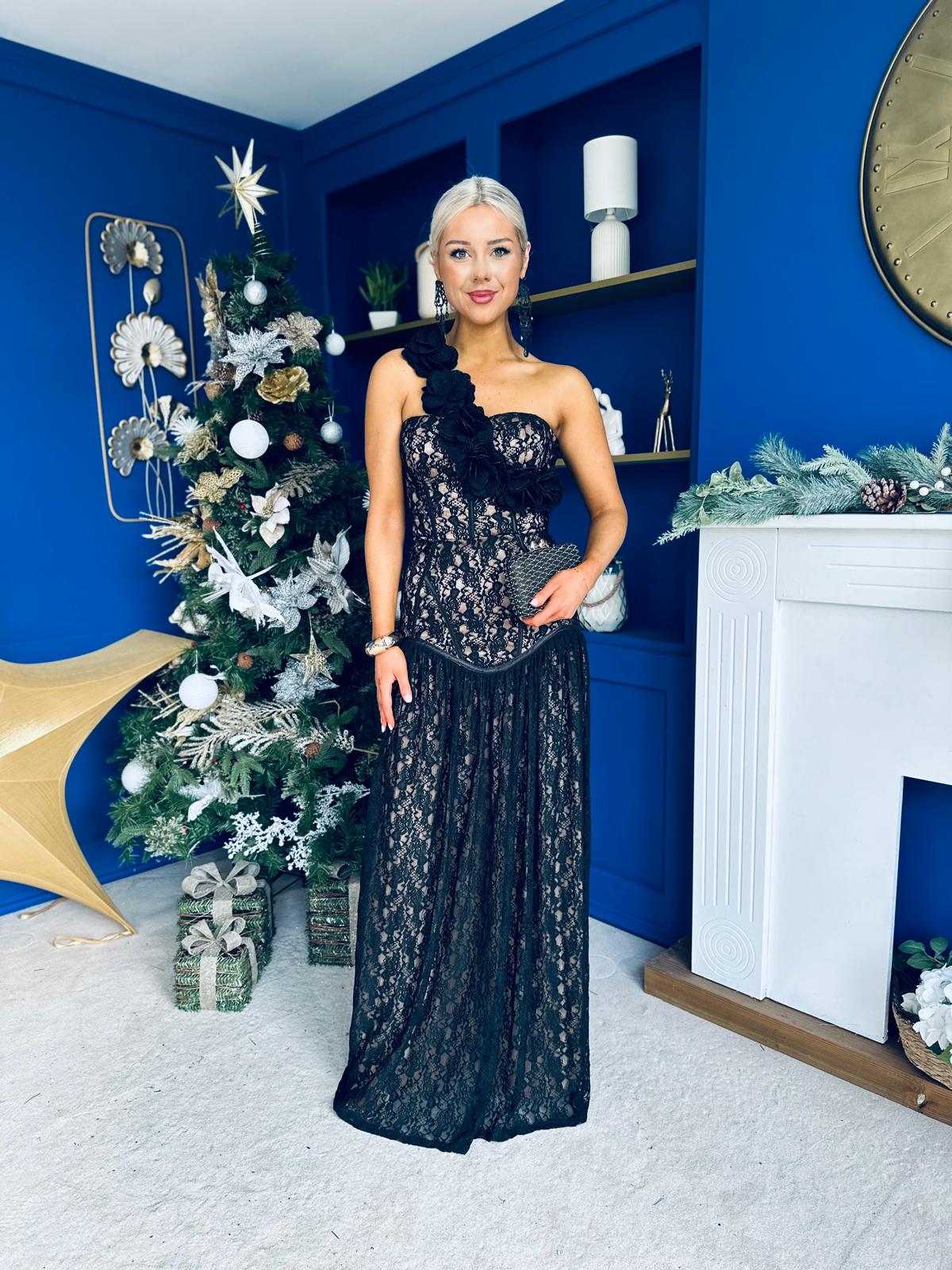 Rebecca Lace Detail Occasion Dress Black