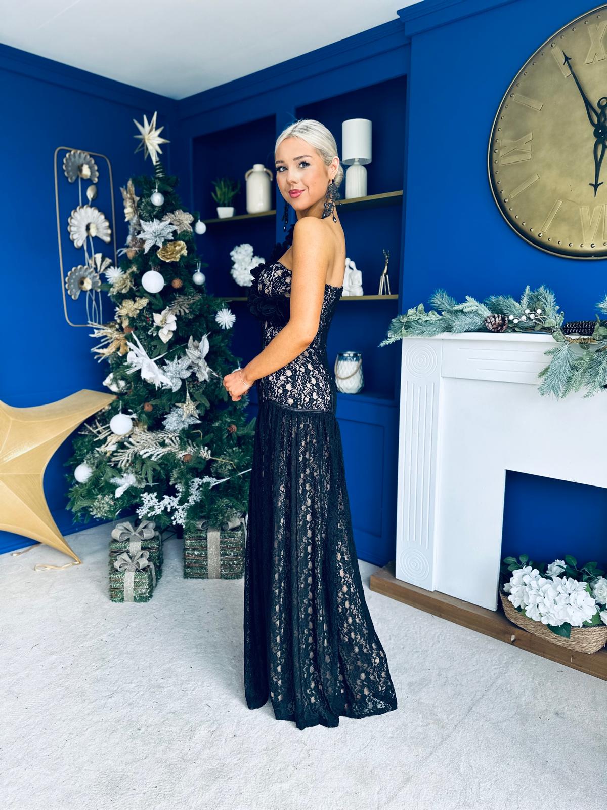 Rebecca Lace Detail Occasion Dress Black