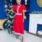 Vicky Detailed Occasion Midi Dress Red