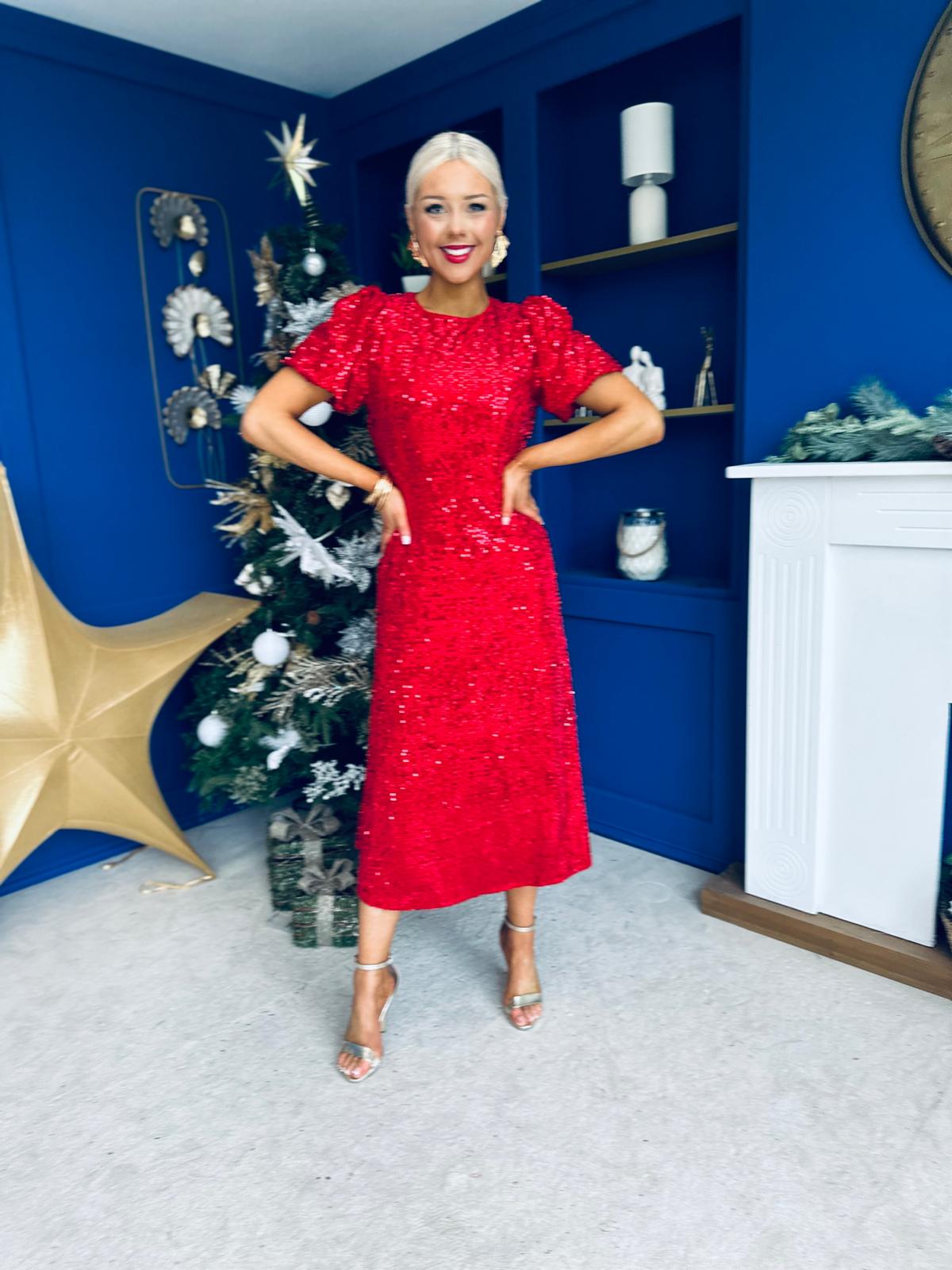 Berkley Sequin Occasion Dress Red