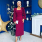 Alannah Floral Sleeve Occasion Midi Dress Wine