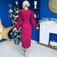 Alannah Floral Sleeve Occasion Midi Dress Wine