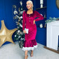 Rea Velvet Detail Occasion Midi Dress Wine