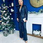 Monica Full Sequin Occasion Suit Navy