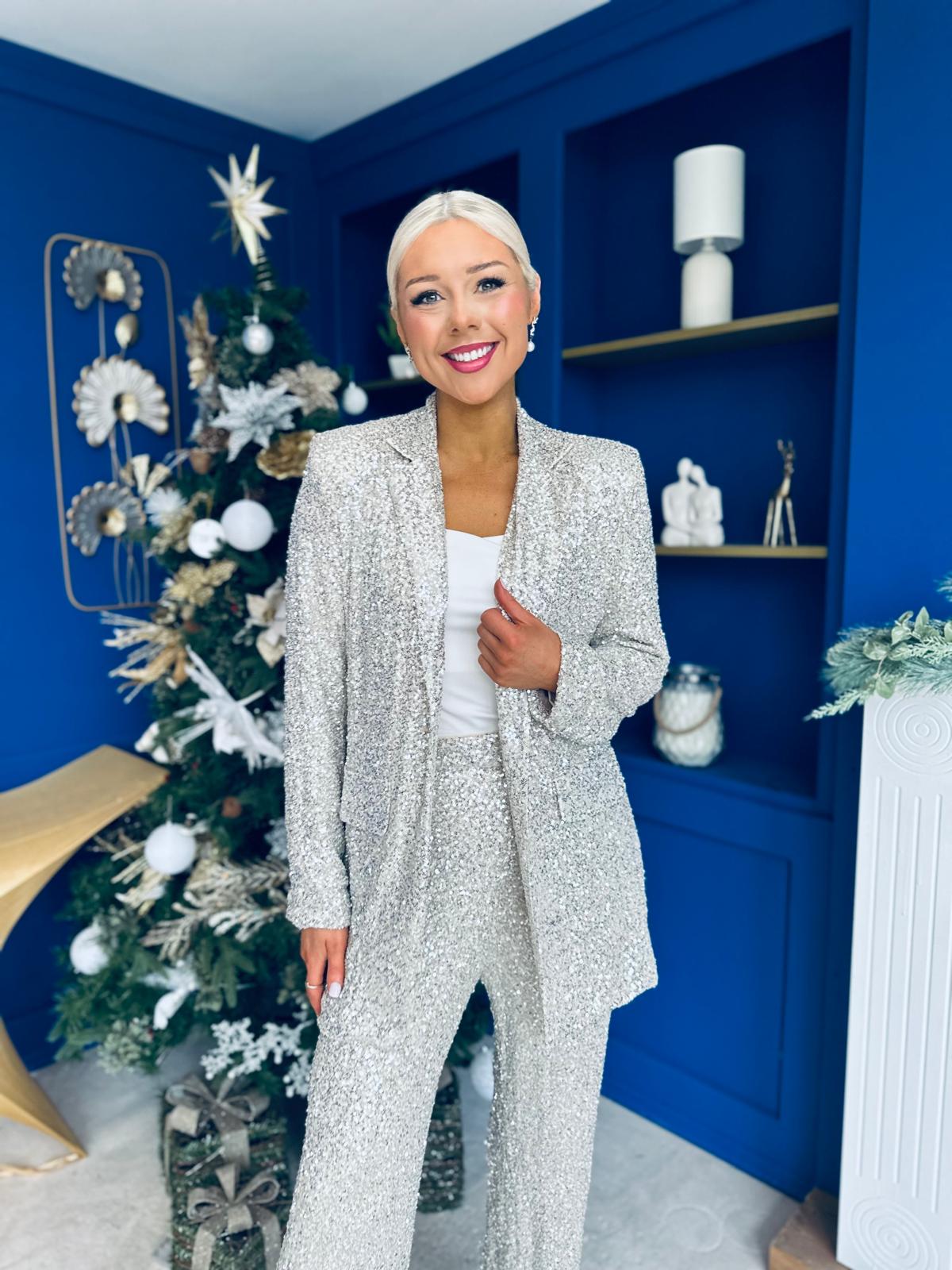 Monica Full Sequin Occasion Suit Champagne