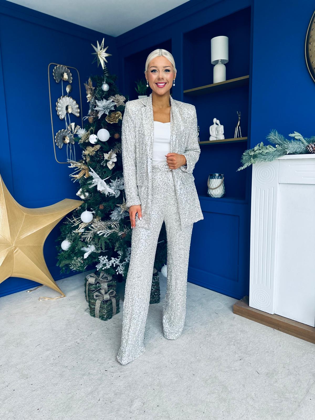 Monica Full Sequin Occasion Suit Champagne