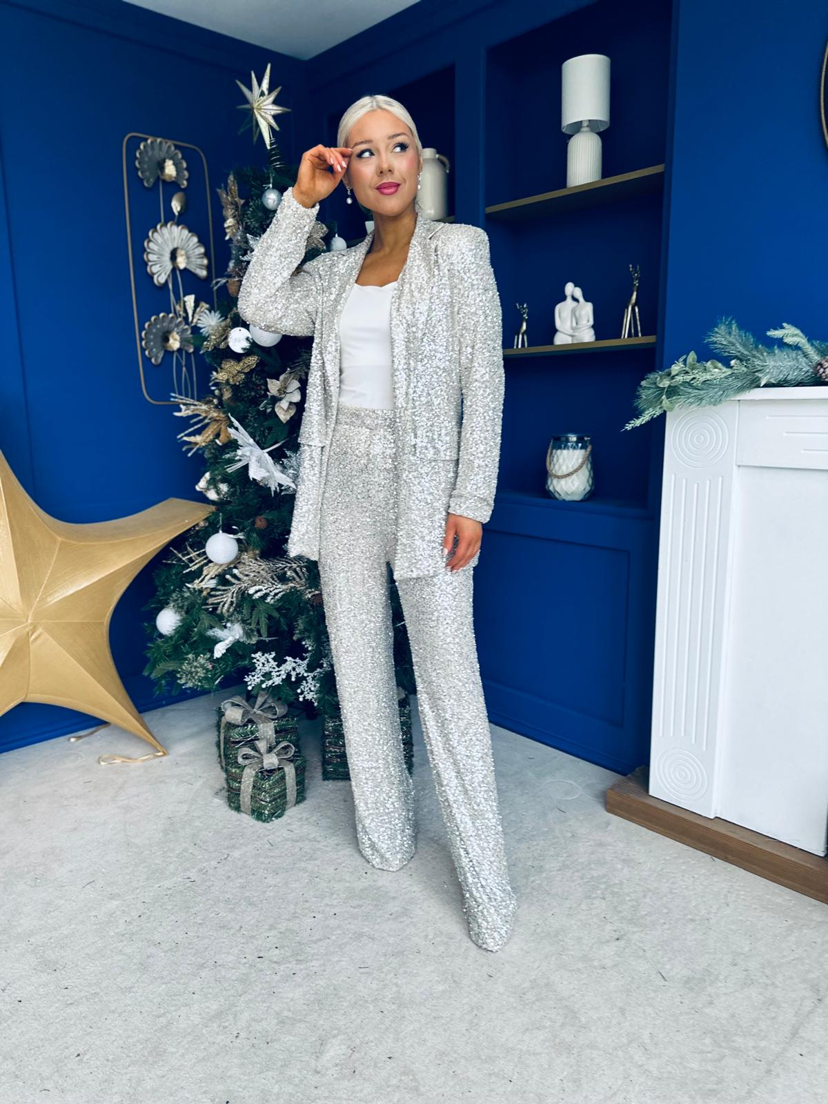 Monica Full Sequin Occasion Suit Champagne