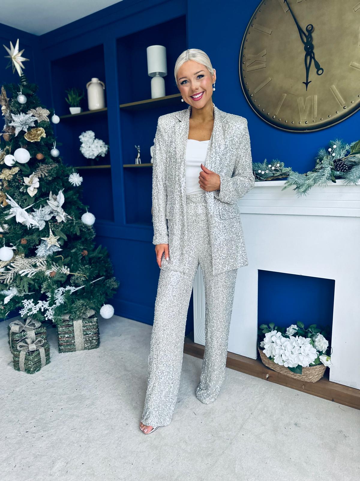 Monica Full Sequin Occasion Suit Champagne