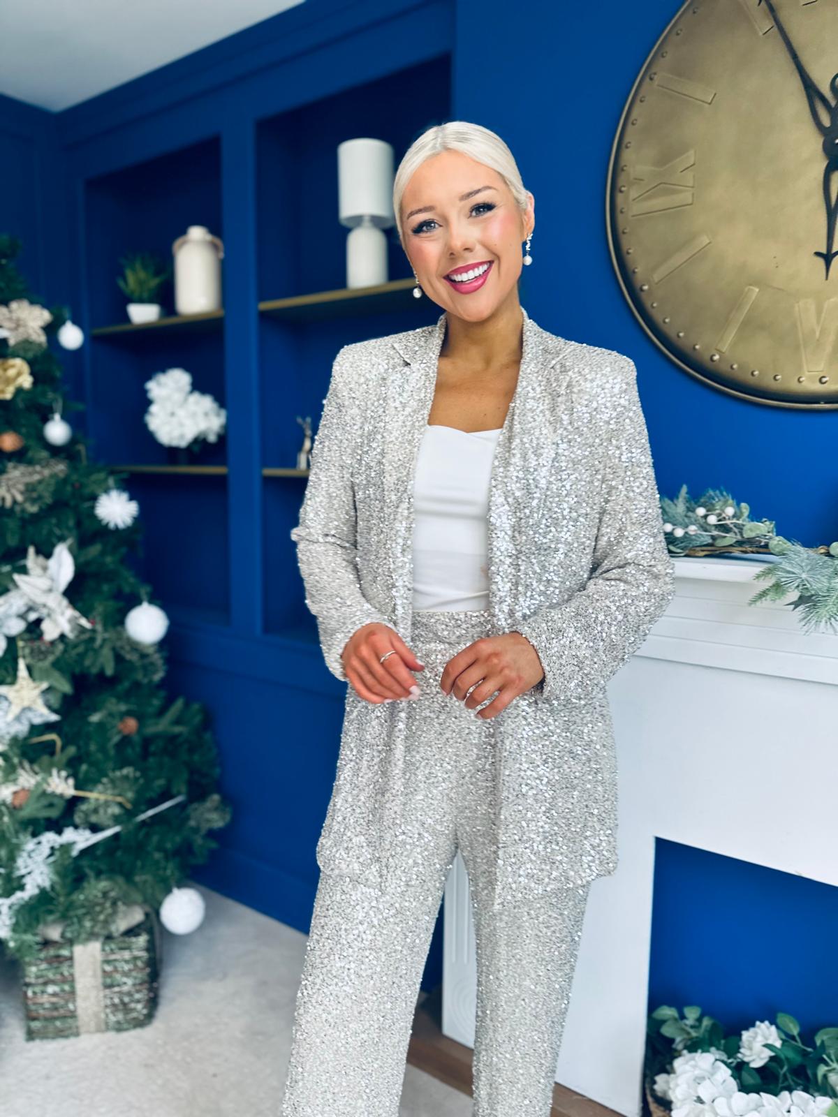 Monica Full Sequin Occasion Suit Champagne