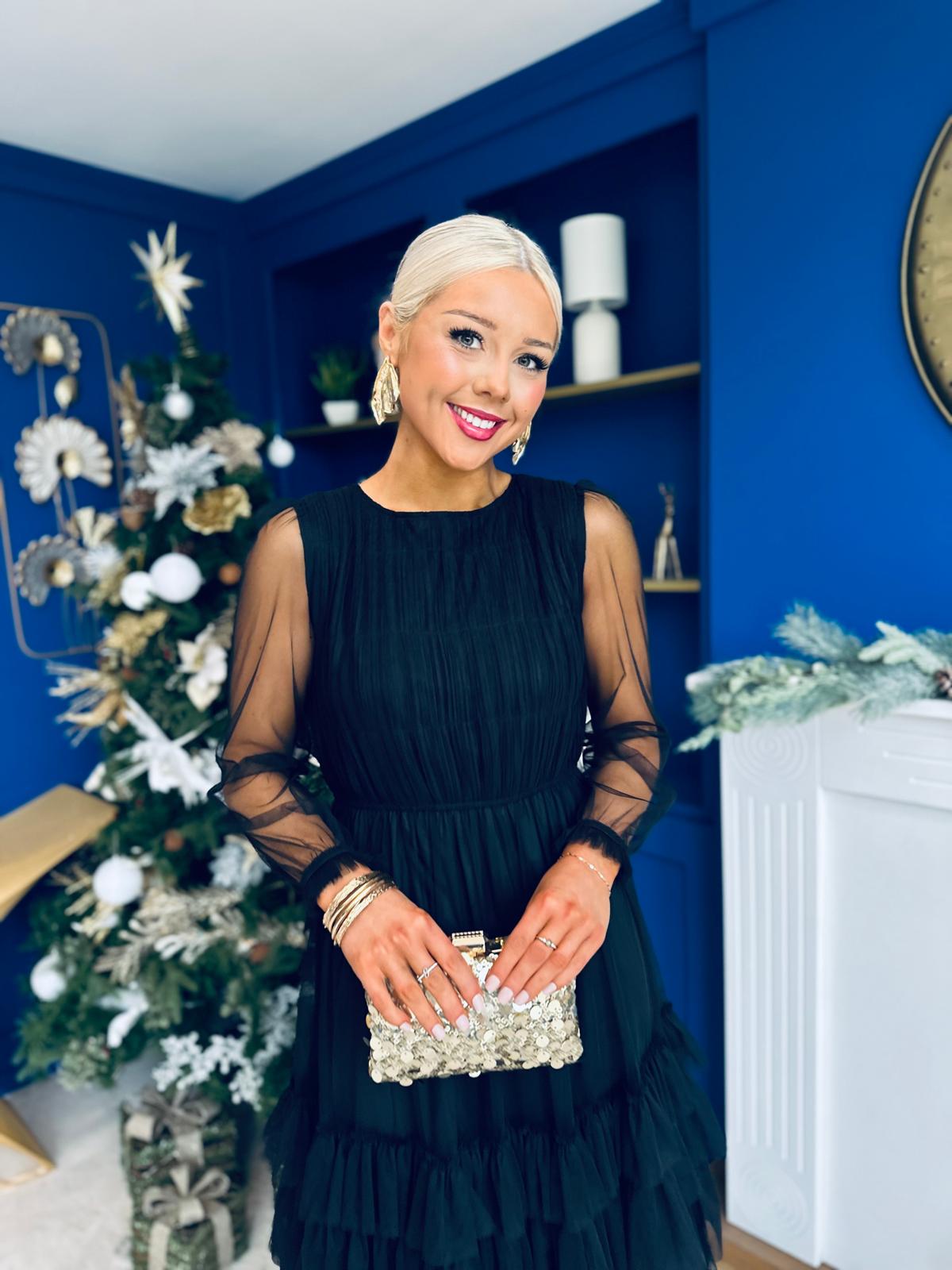 Bianca Layered Occasion Tulle Dress Black