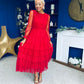 Bianca Layered Occasion Tulle Dress Red