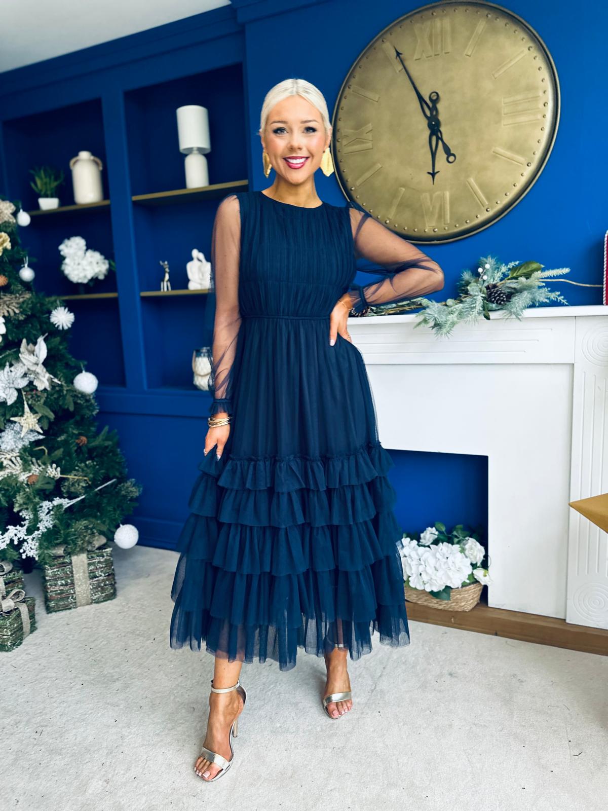 Bianca Layered Occasion Tulle Dress Navy