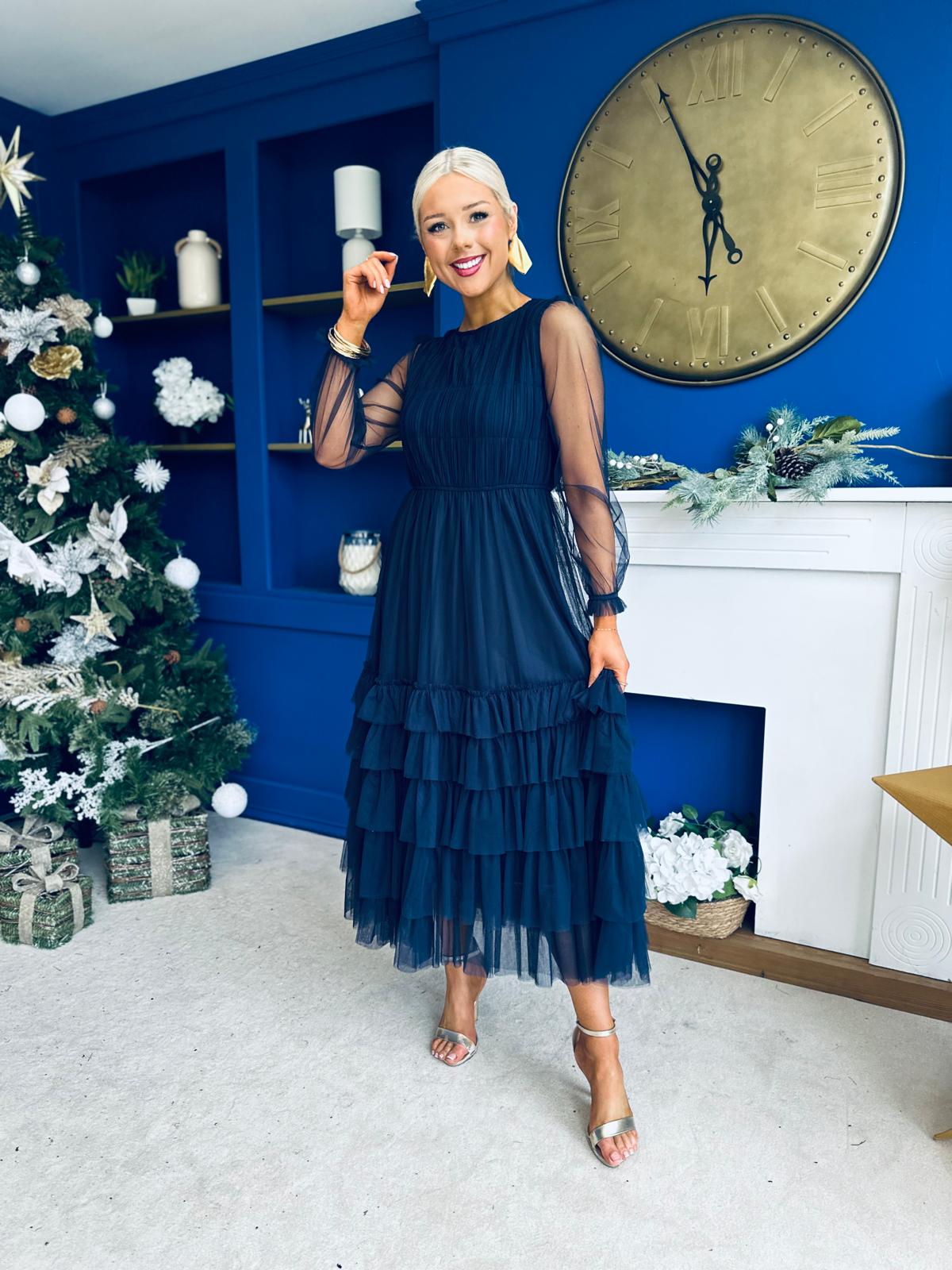 Bianca Layered Occasion Tulle Dress Navy