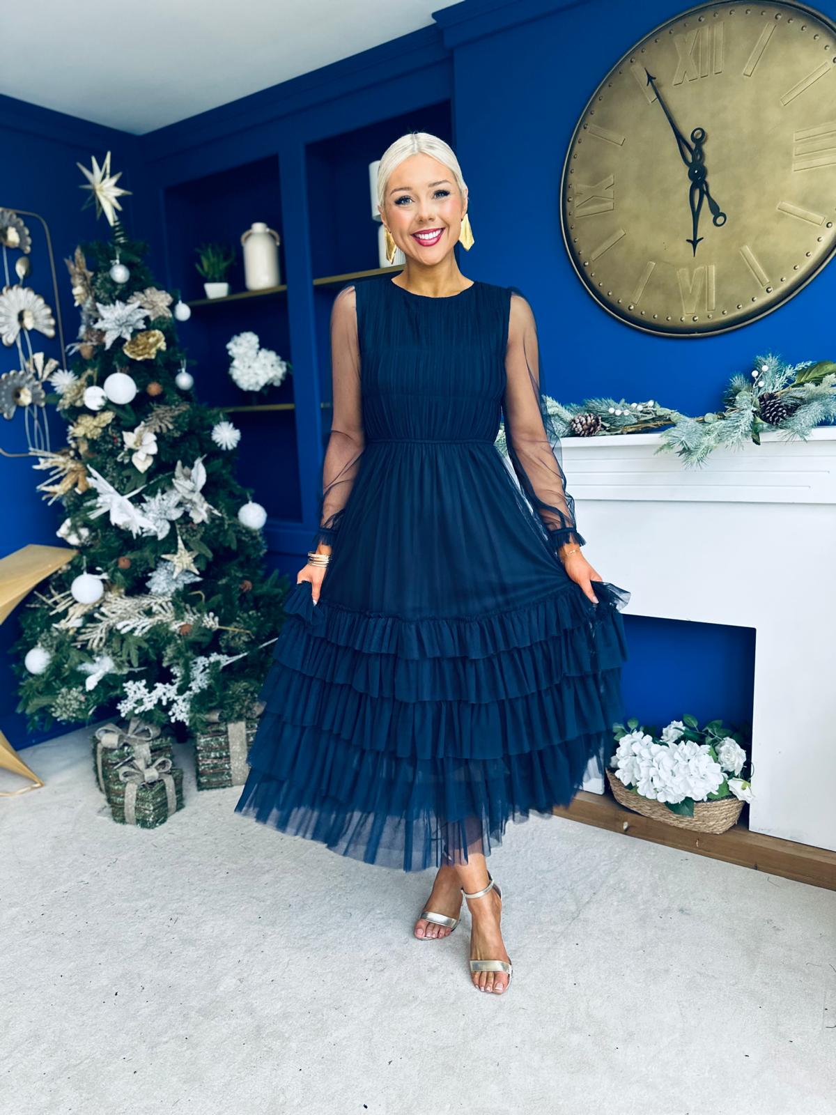 Bianca Layered Occasion Tulle Dress Navy