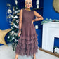 Bianca Layered Occasion Tulle Dress Chocolate