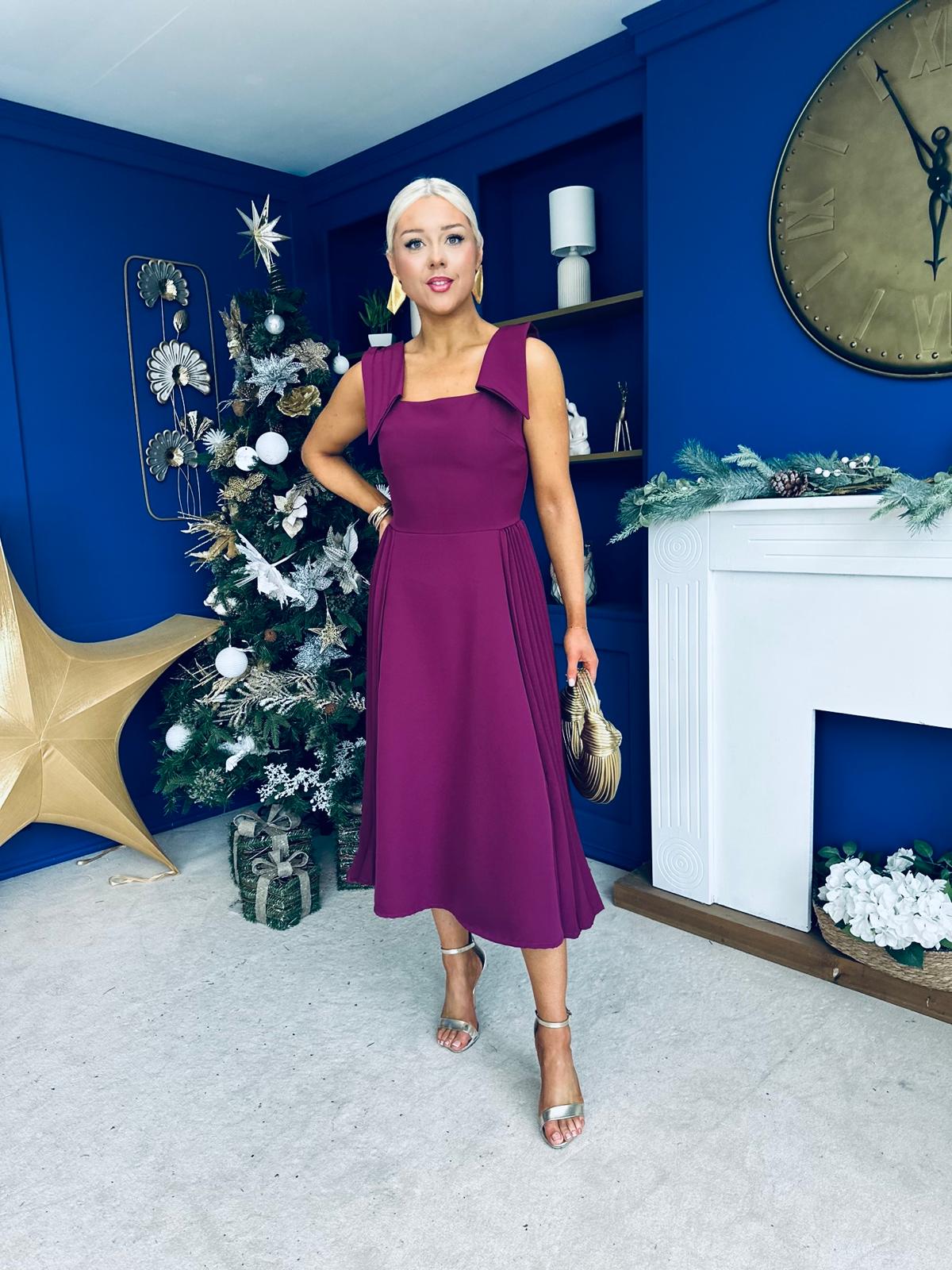 Courtney Detailed Occasion Dress Berry