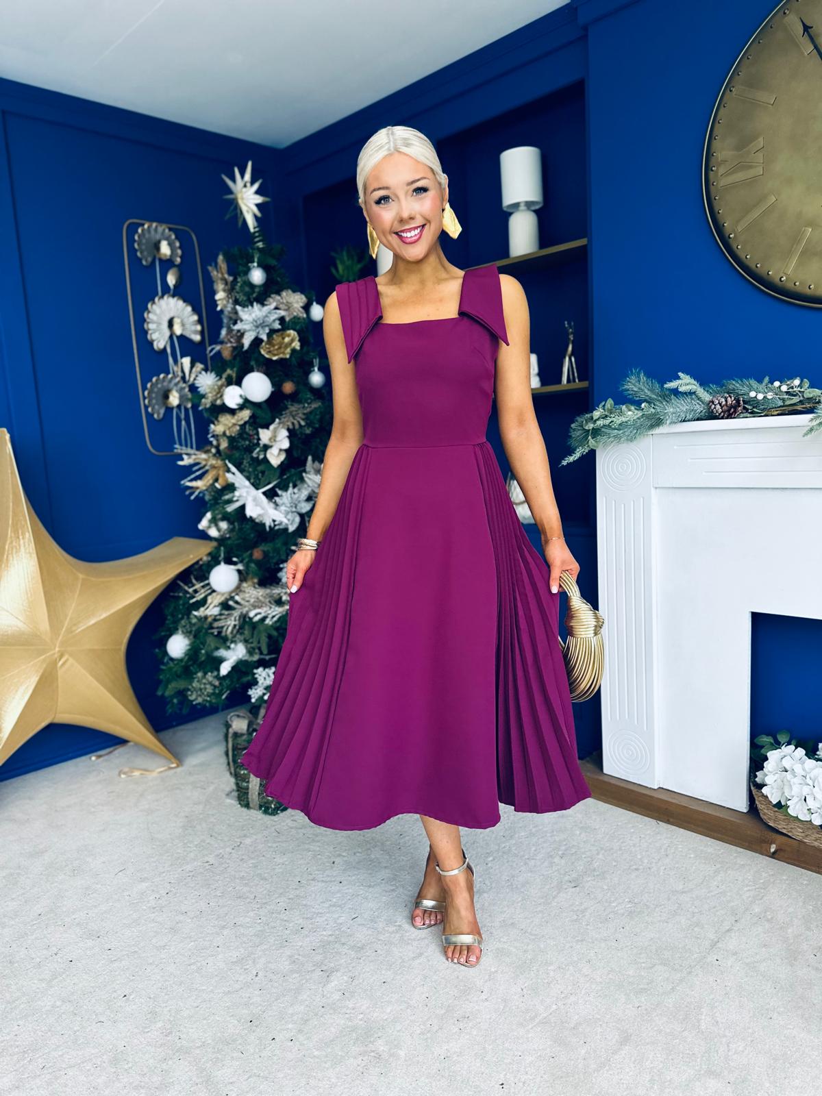 Courtney Detailed Occasion Dress Berry