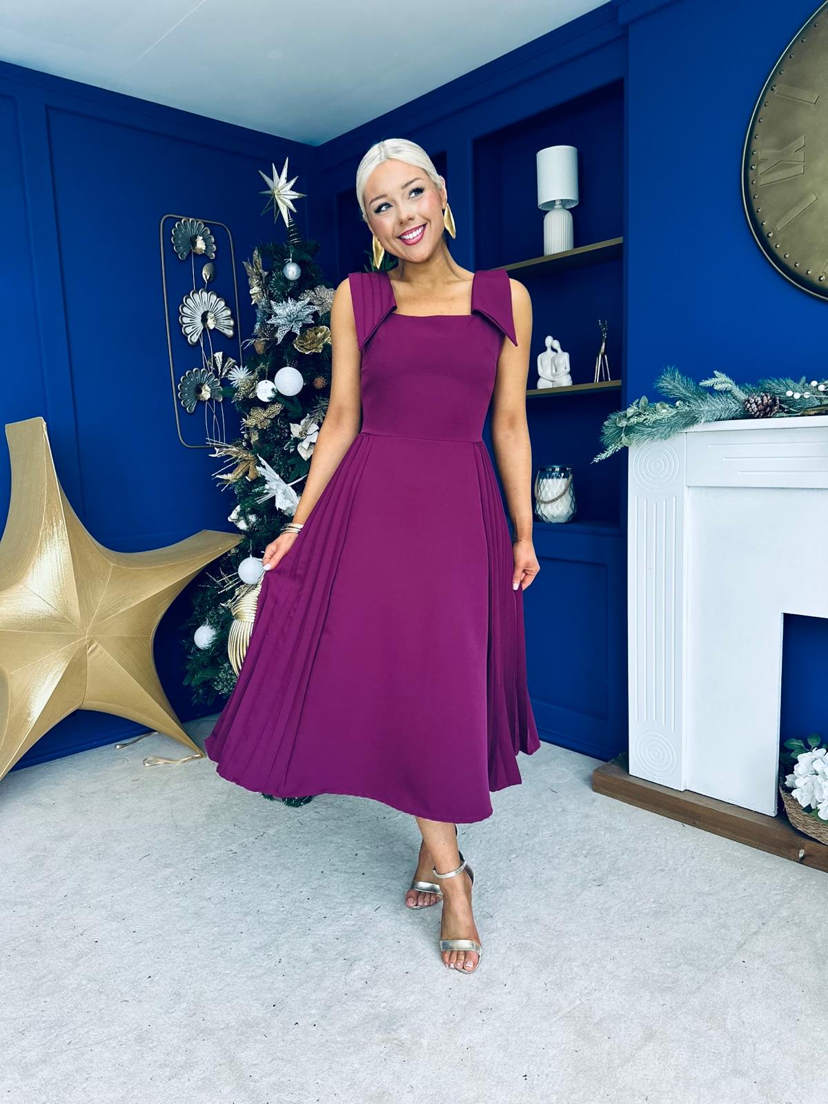 Courtney Detailed Occasion Dress Berry