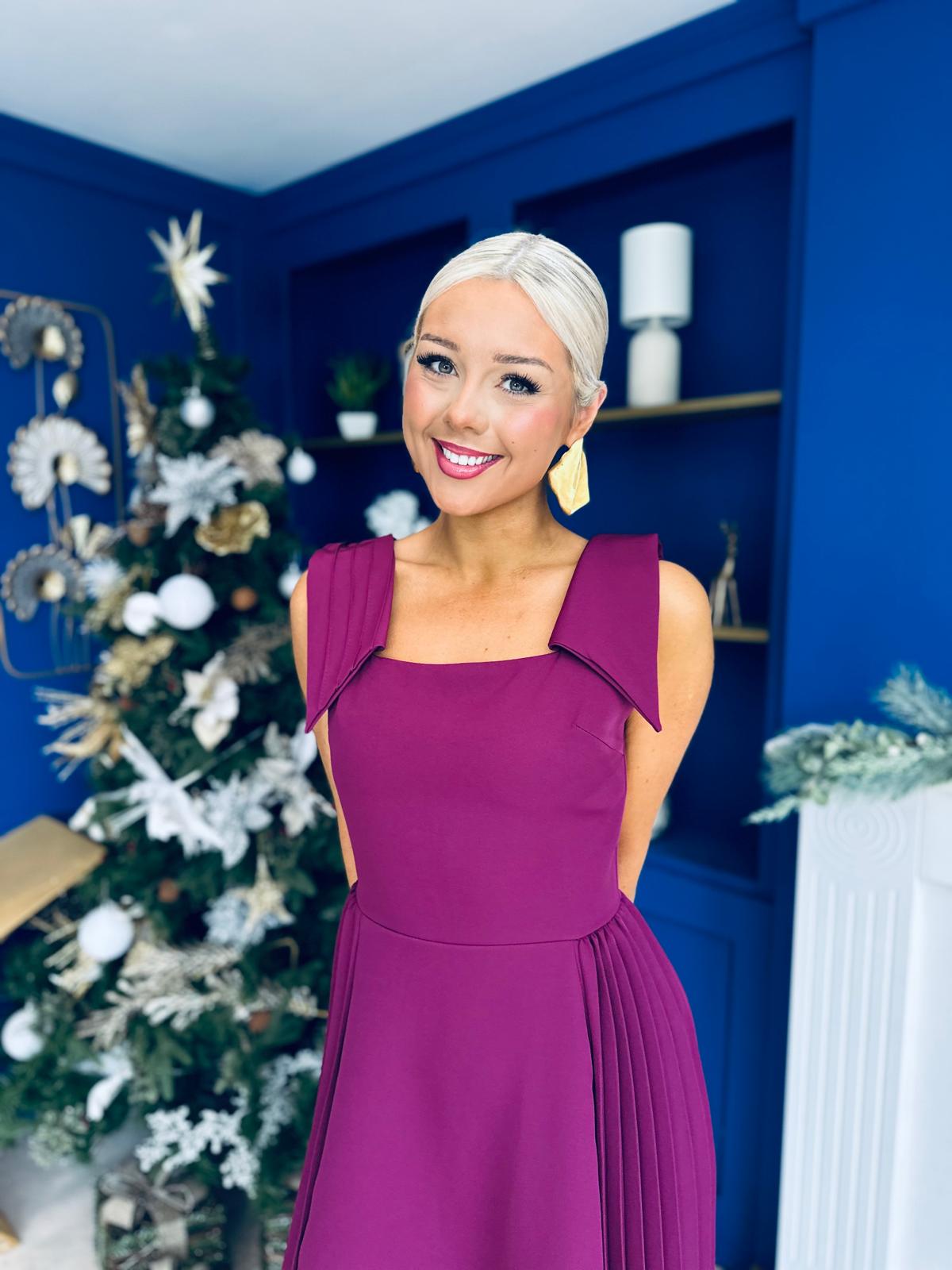 Courtney Detailed Occasion Dress Berry