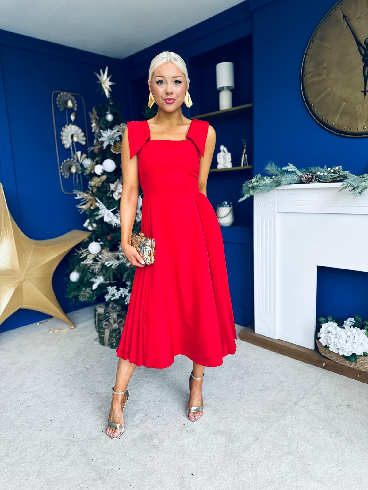 Courtney Detailed Occasion Dress Red