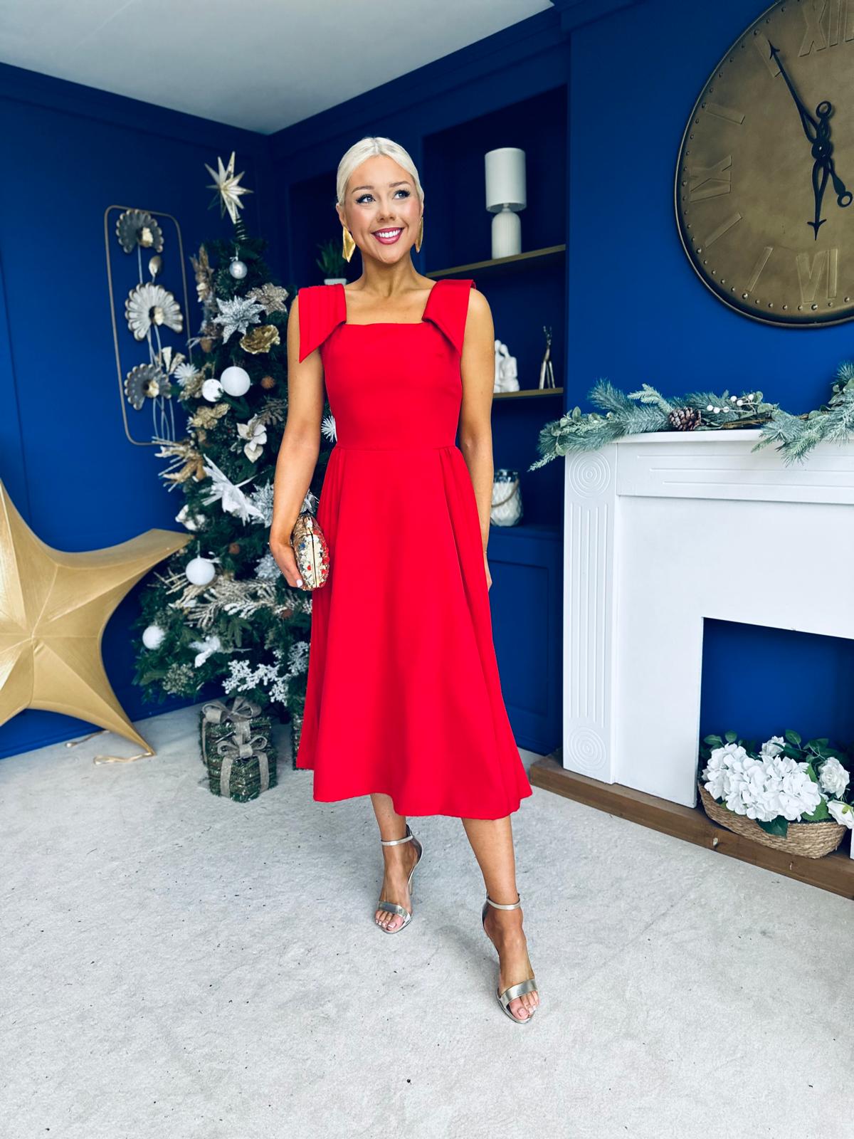 Courtney Detailed Occasion Dress Red