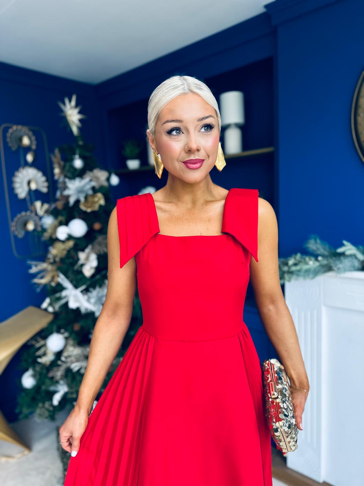 Courtney Detailed Occasion Dress Red