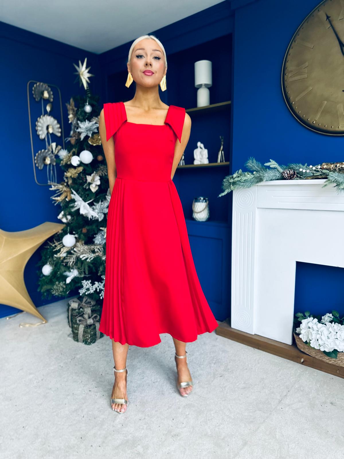 Courtney Detailed Occasion Dress Red