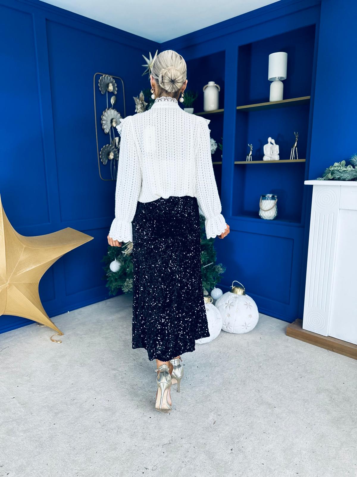 Anna Pearl Embellished Blouse Cream