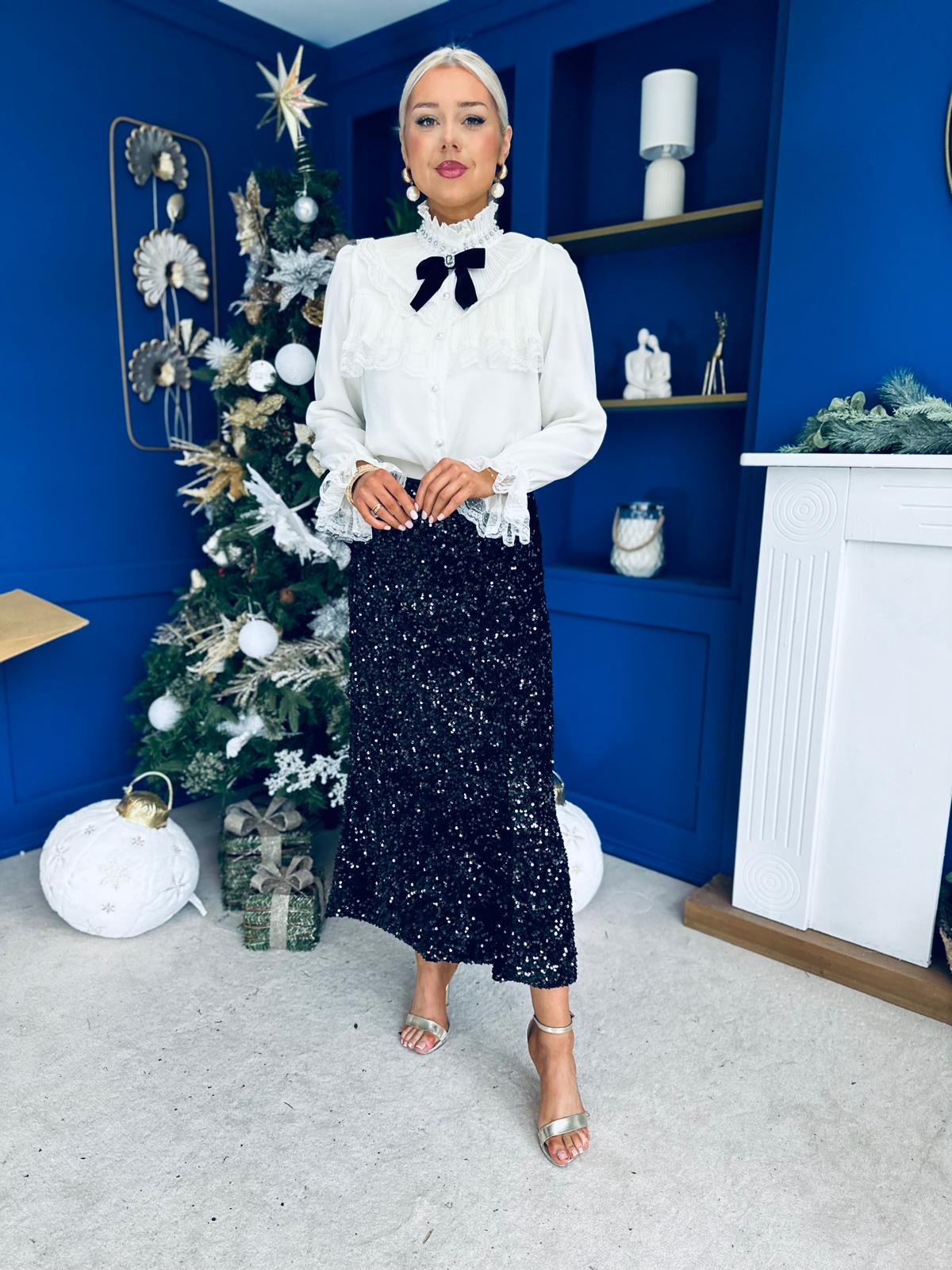 Anna Pearl Embellished Blouse Cream