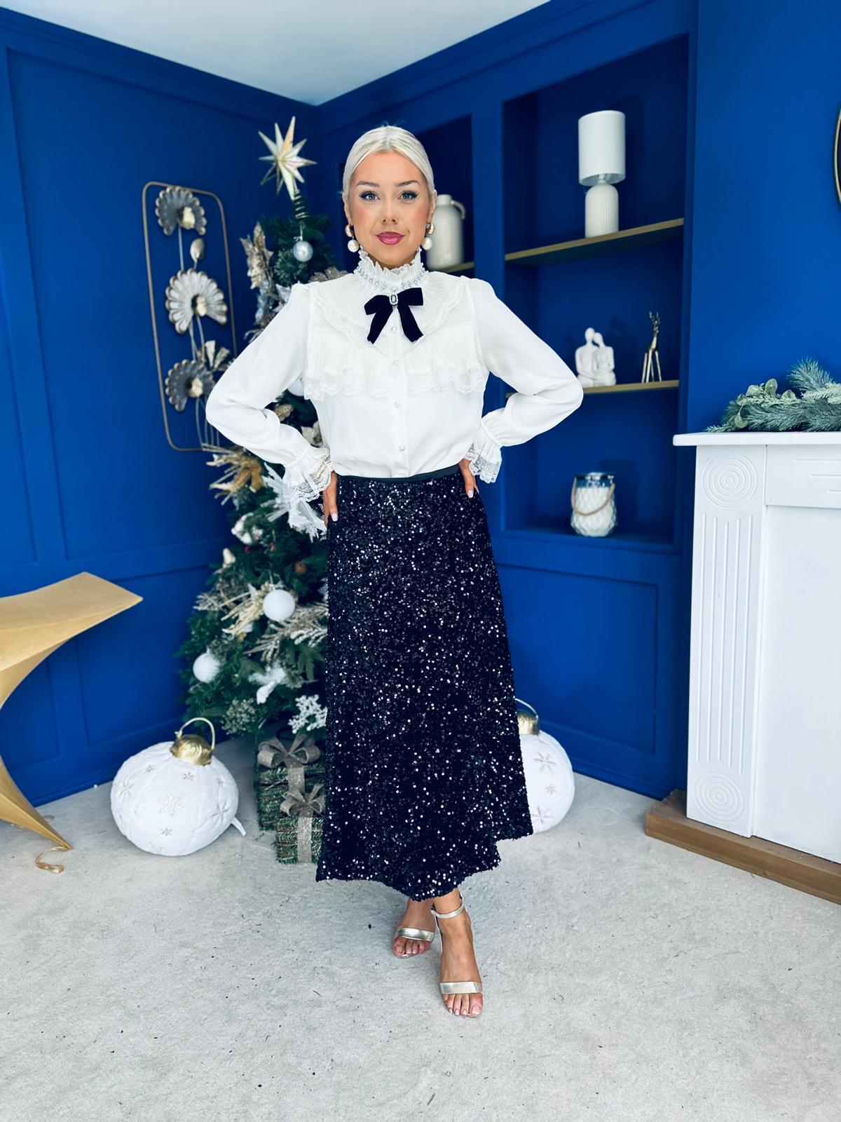 Anna Pearl Embellished Blouse Cream