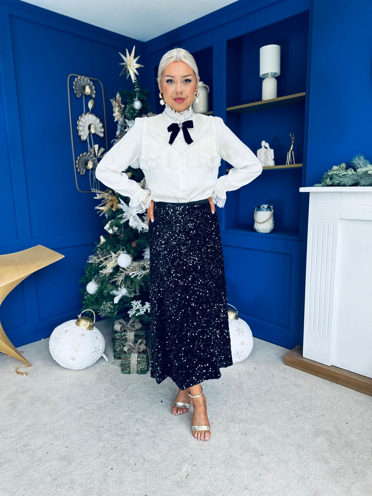 Anna Pearl Embellished Blouse Cream