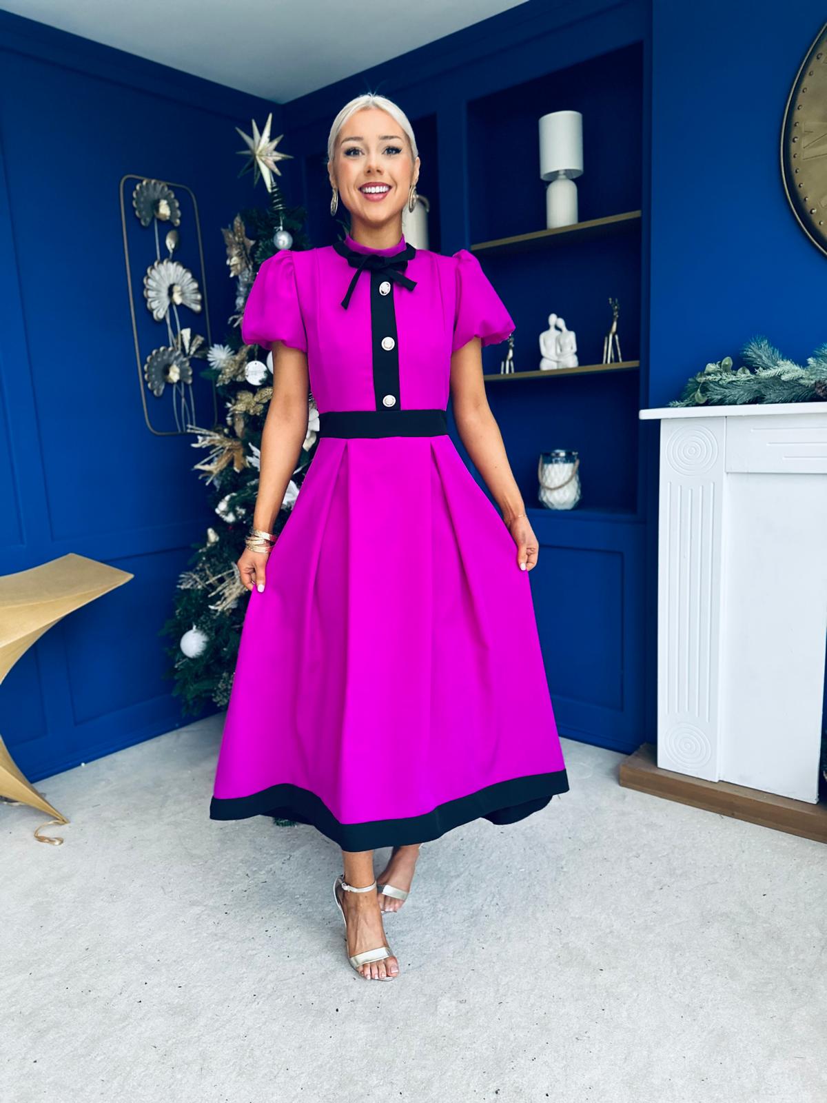 Vicky Detailed Occasion Midi Dress Orchid