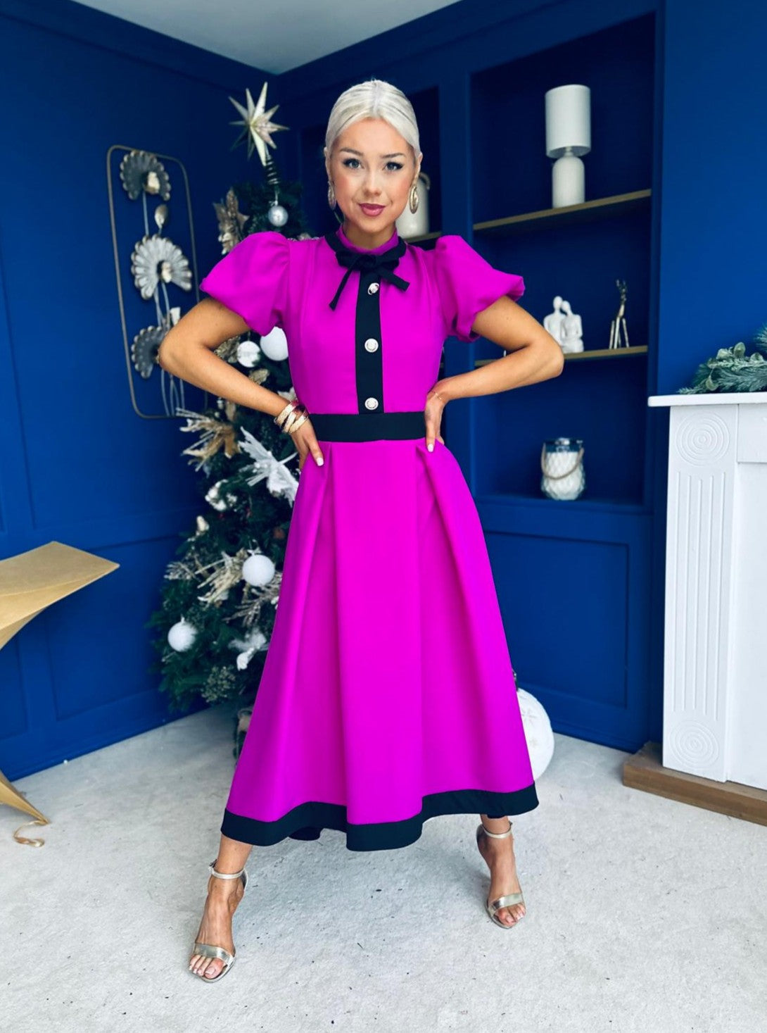 Vicky Detailed Occasion Midi Dress Orchid