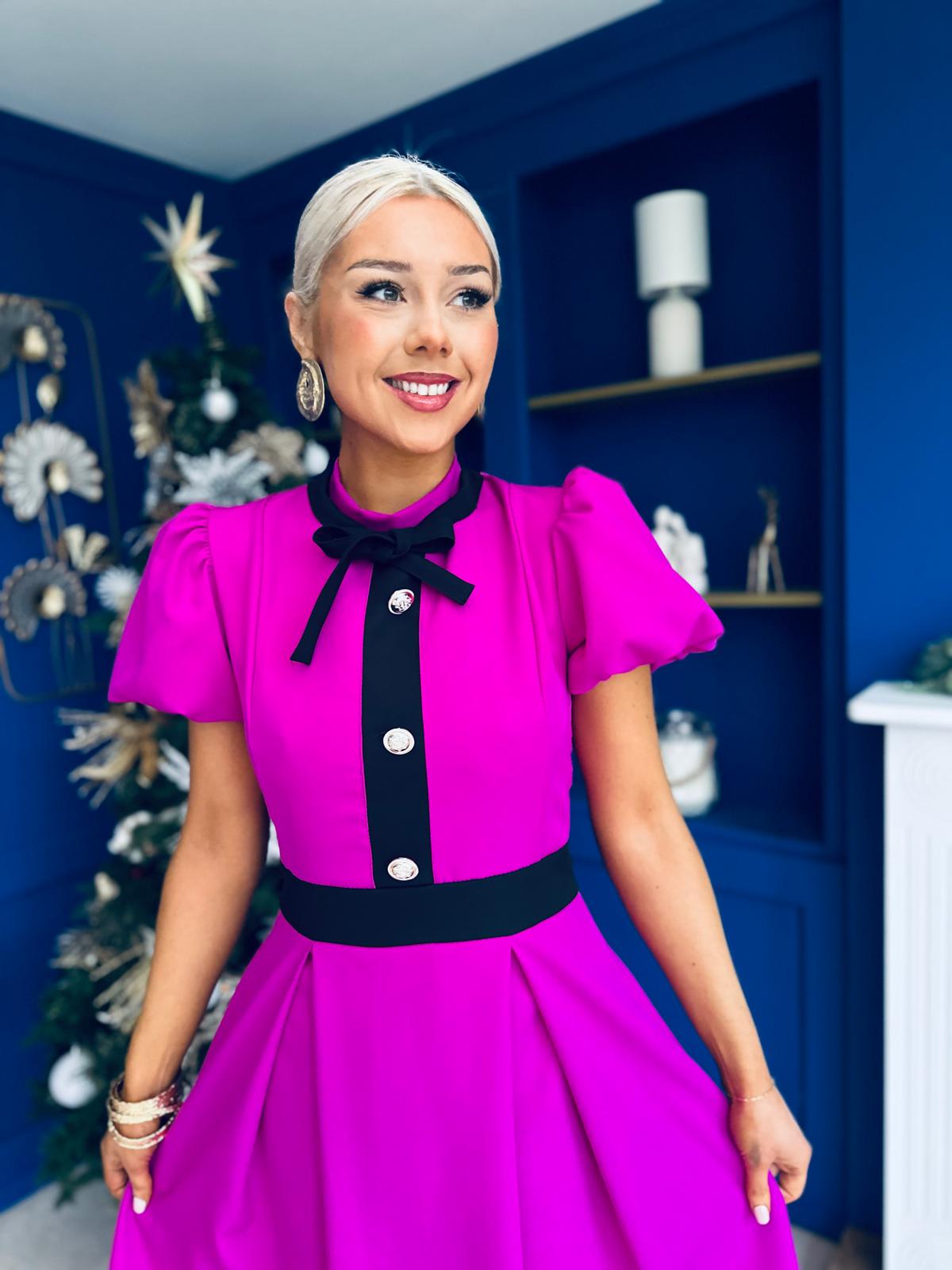 Vicky Detailed Occasion Midi Dress Orchid