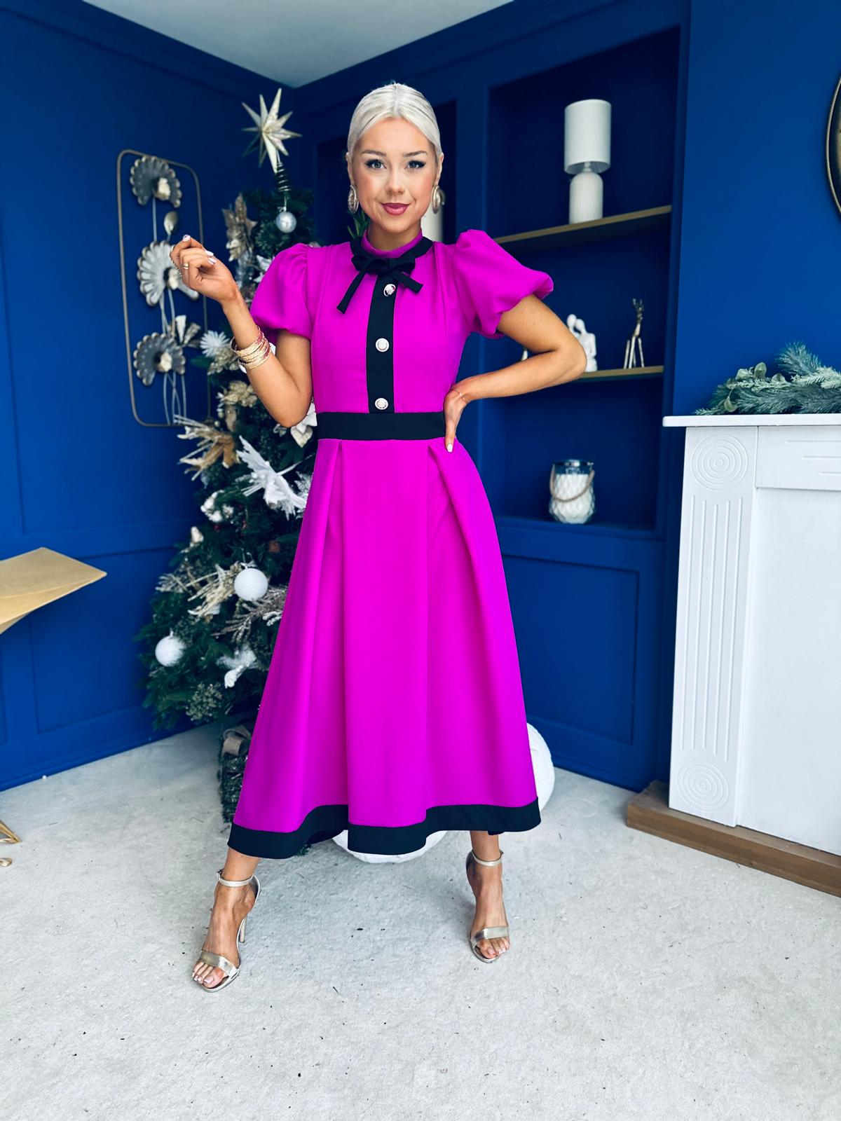 Vicky Detailed Occasion Midi Dress Orchid