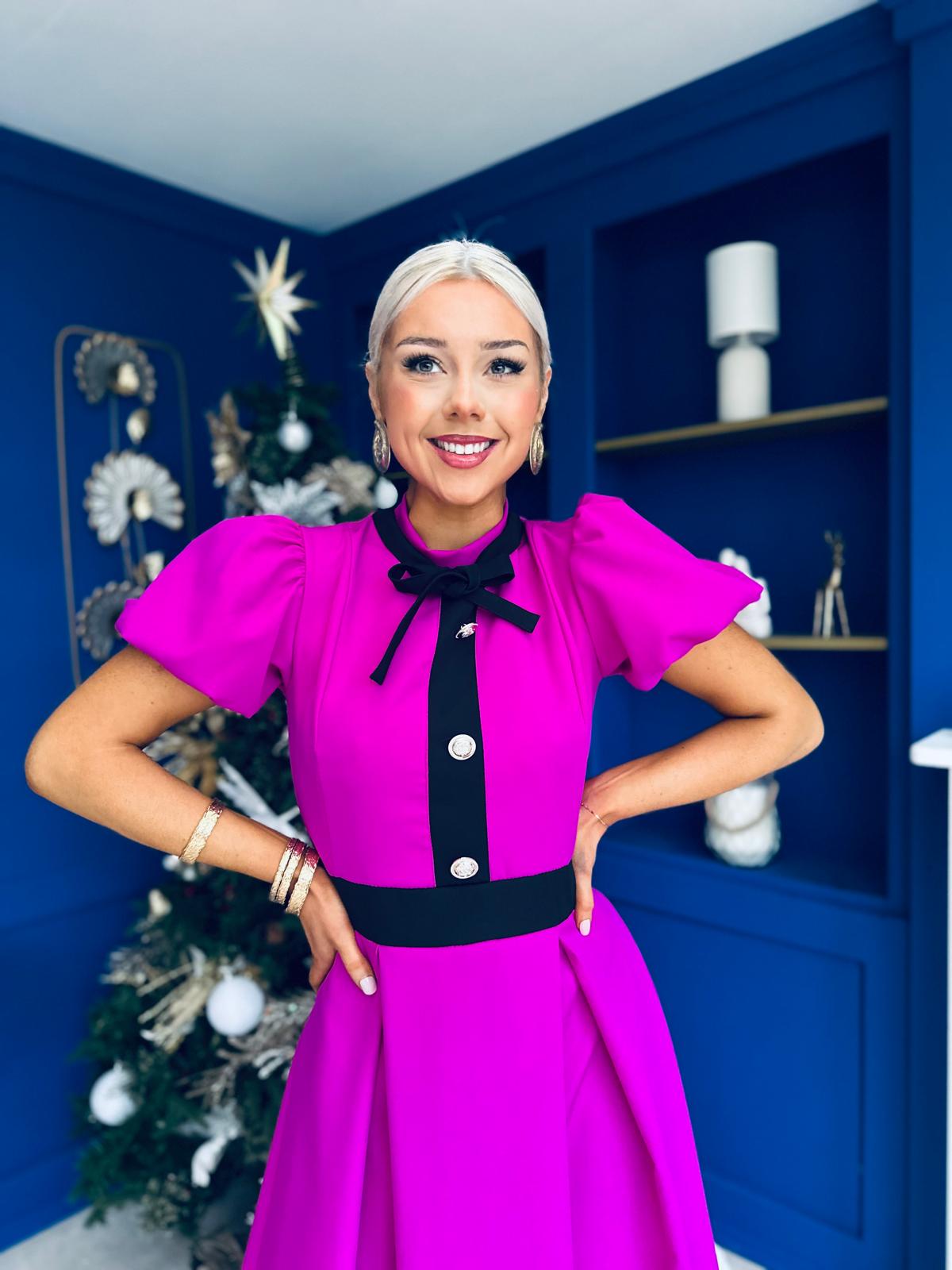 Vicky Detailed Occasion Midi Dress Orchid