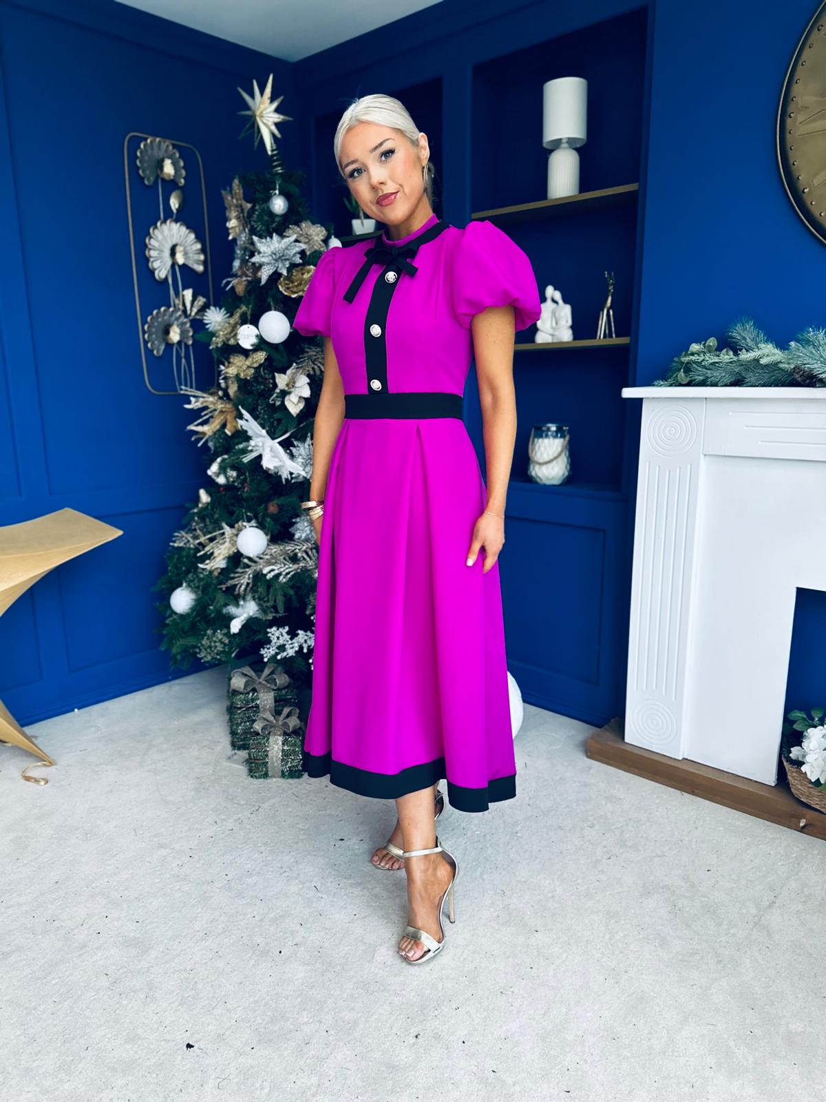 Vicky Detailed Occasion Midi Dress Orchid