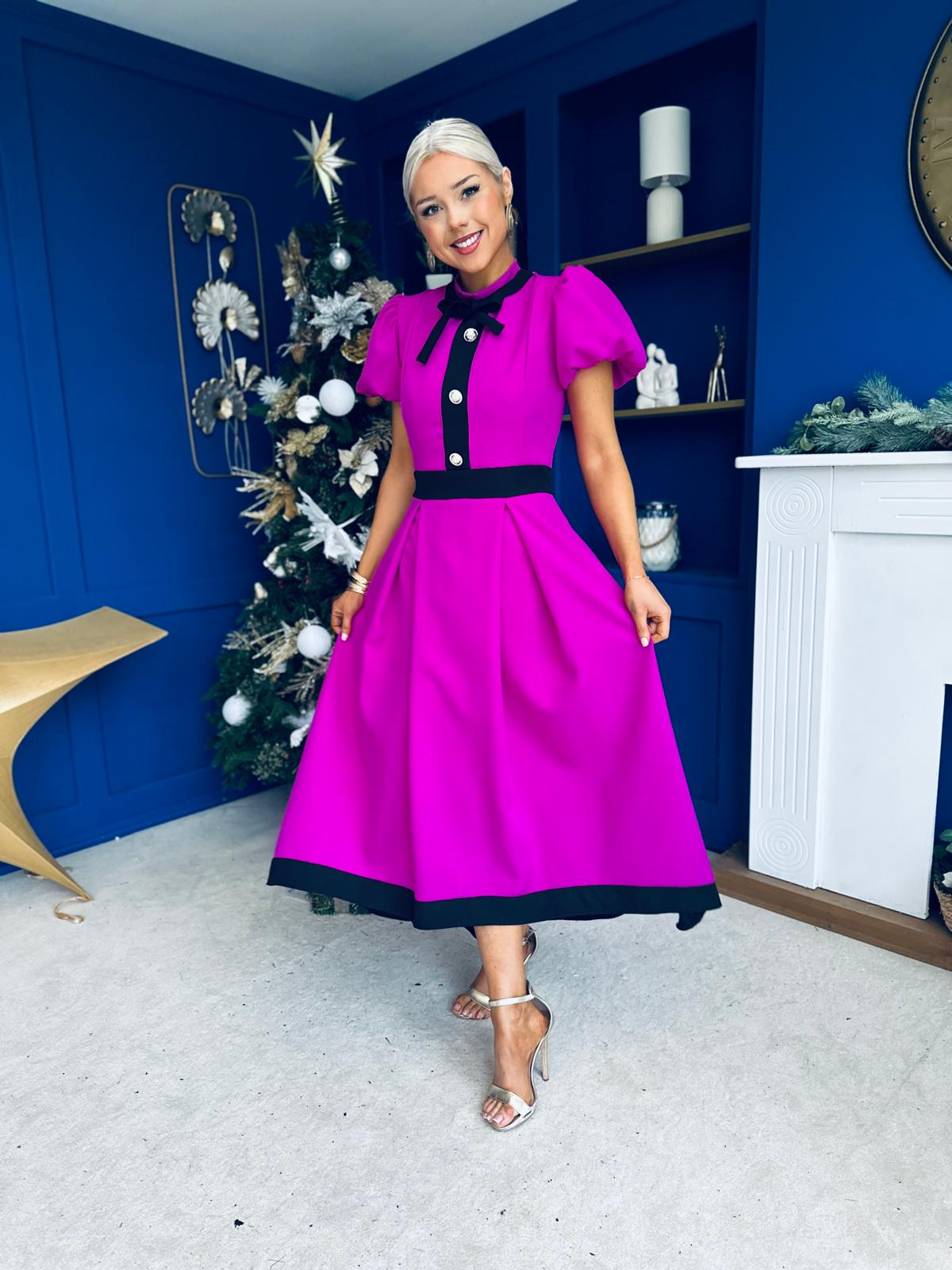 Vicky Detailed Occasion Midi Dress Orchid