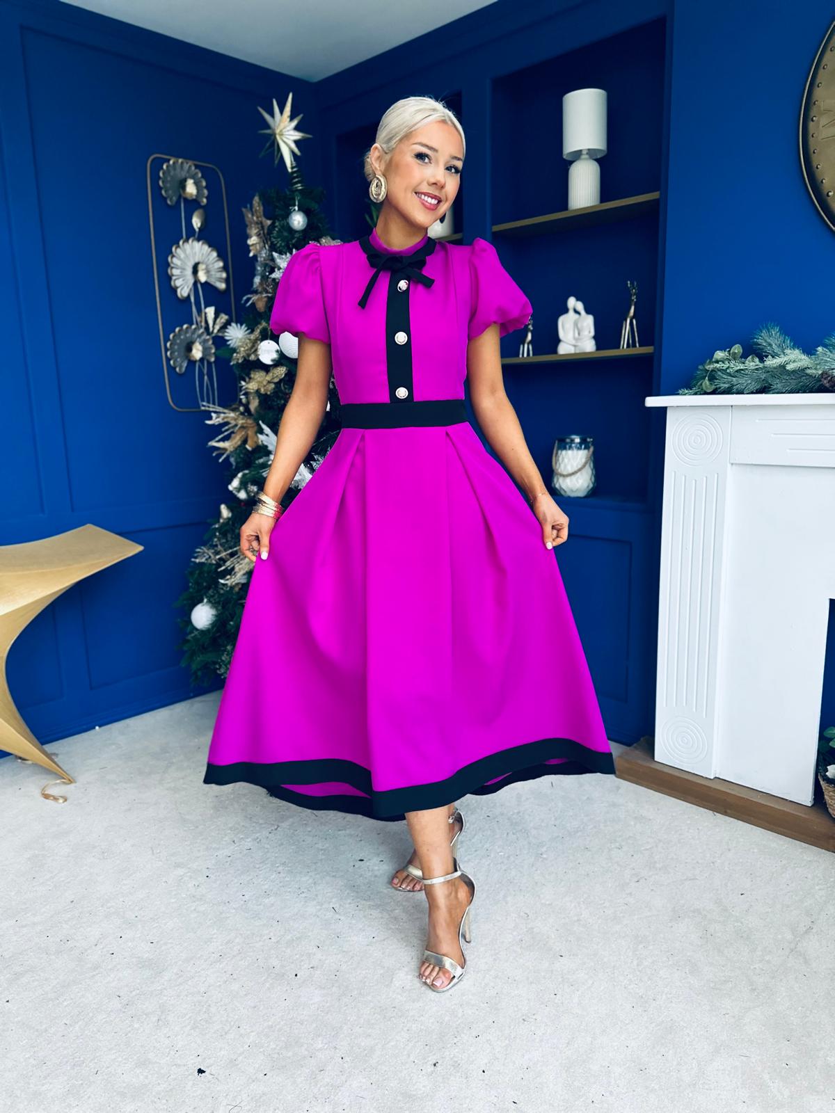 Vicky Detailed Occasion Midi Dress Orchid