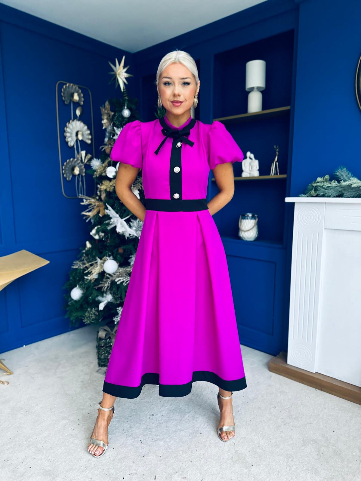 Vicky Detailed Occasion Midi Dress Orchid