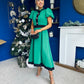 Vicky Detailed Occasion Midi Dress Emerald
