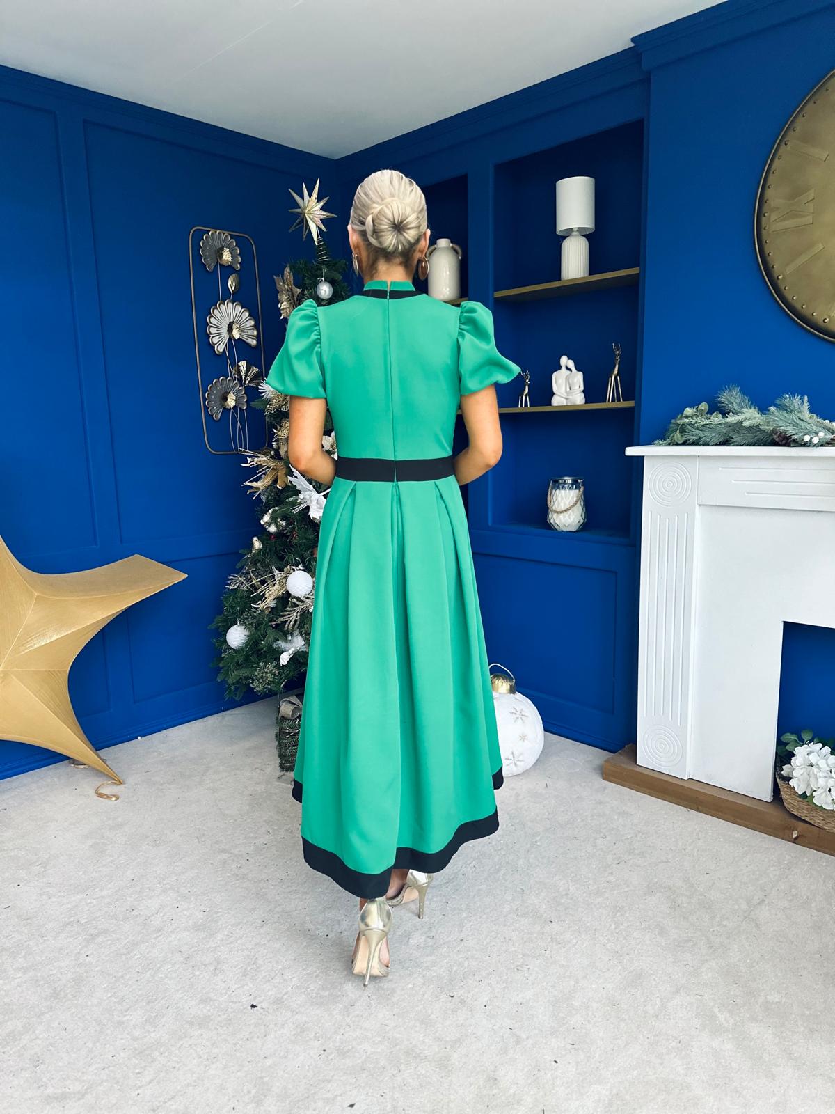 Vicky Detailed Occasion Midi Dress Emerald