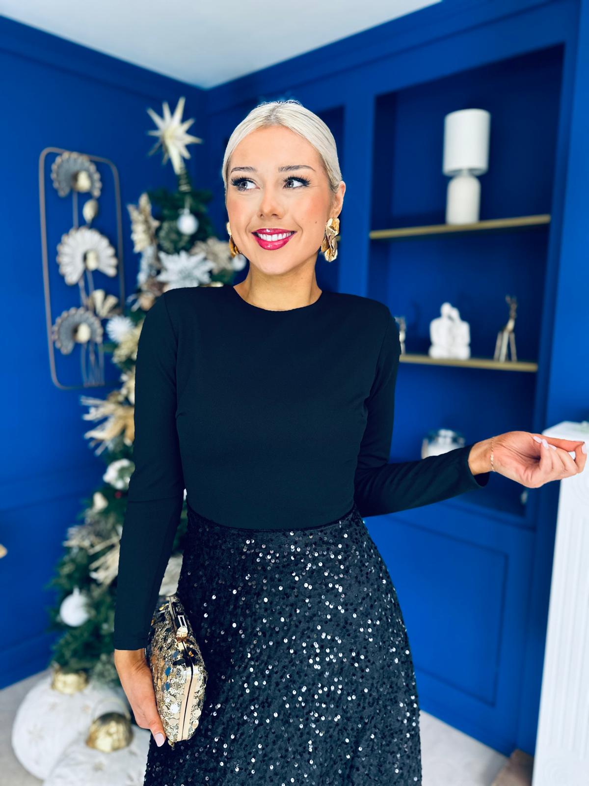 Reese Sequin Skirt Occasion Dress Black