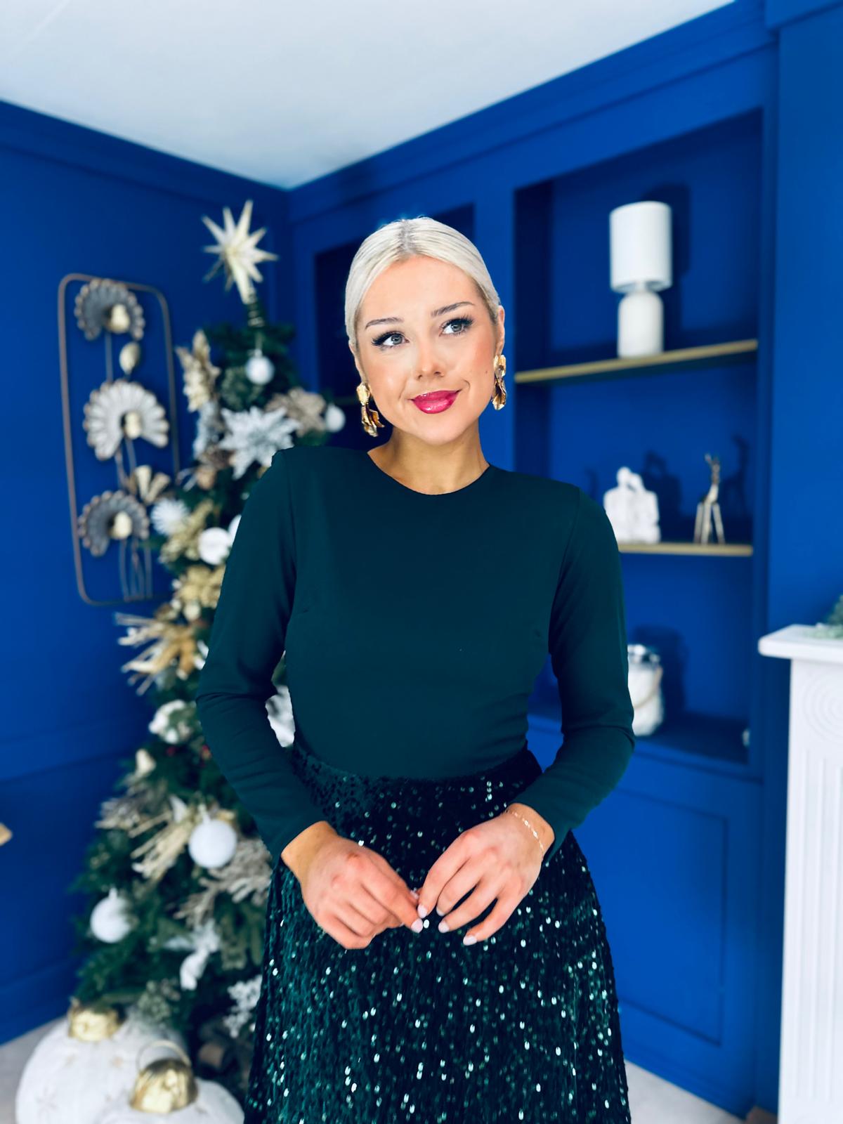 Reese Sequin Skirt Occasion Dress Forest