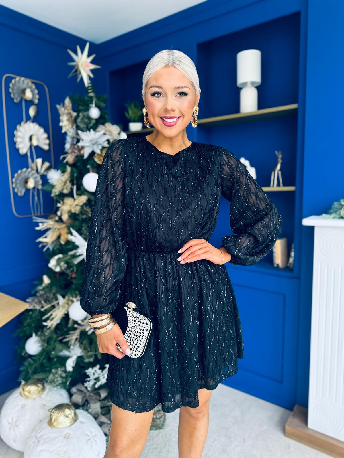 Odessa Embellished Mini Dress Black