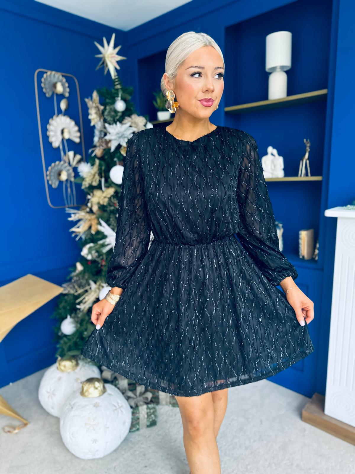 Odessa Embellished Mini Dress Black