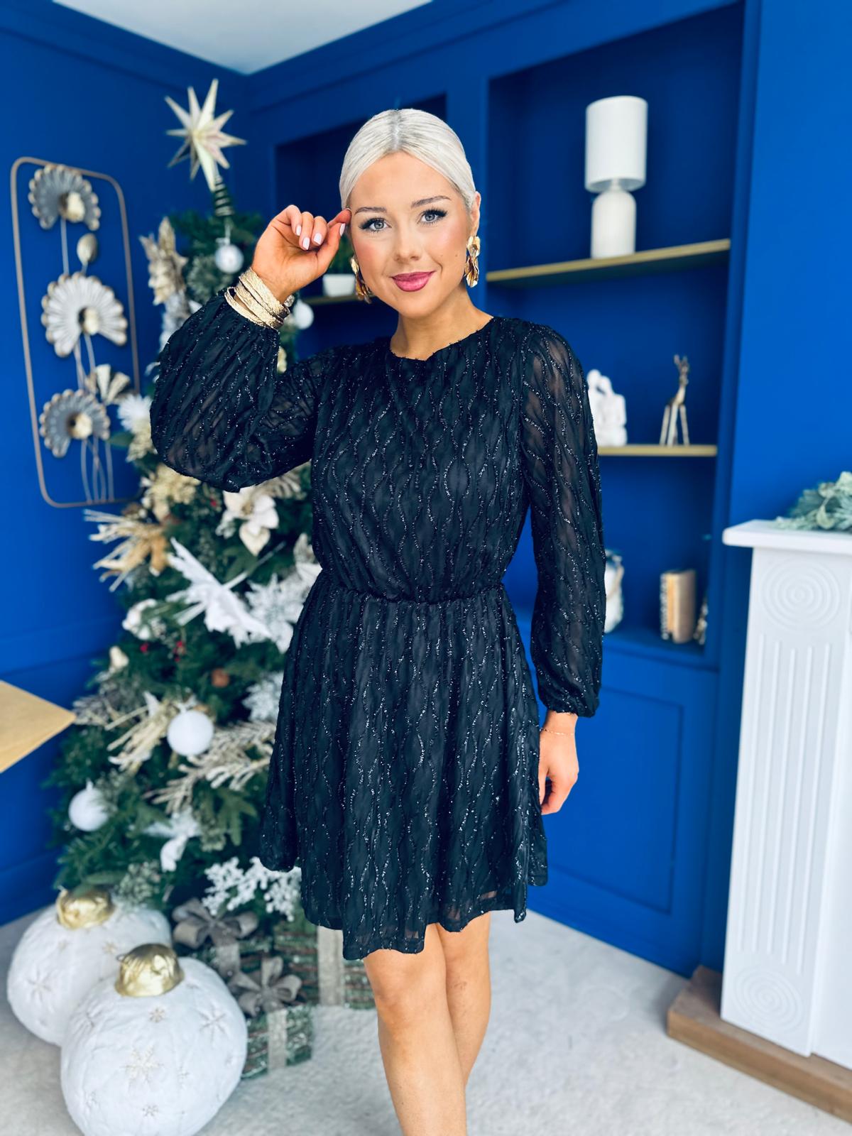 Odessa Embellished Mini Dress Black